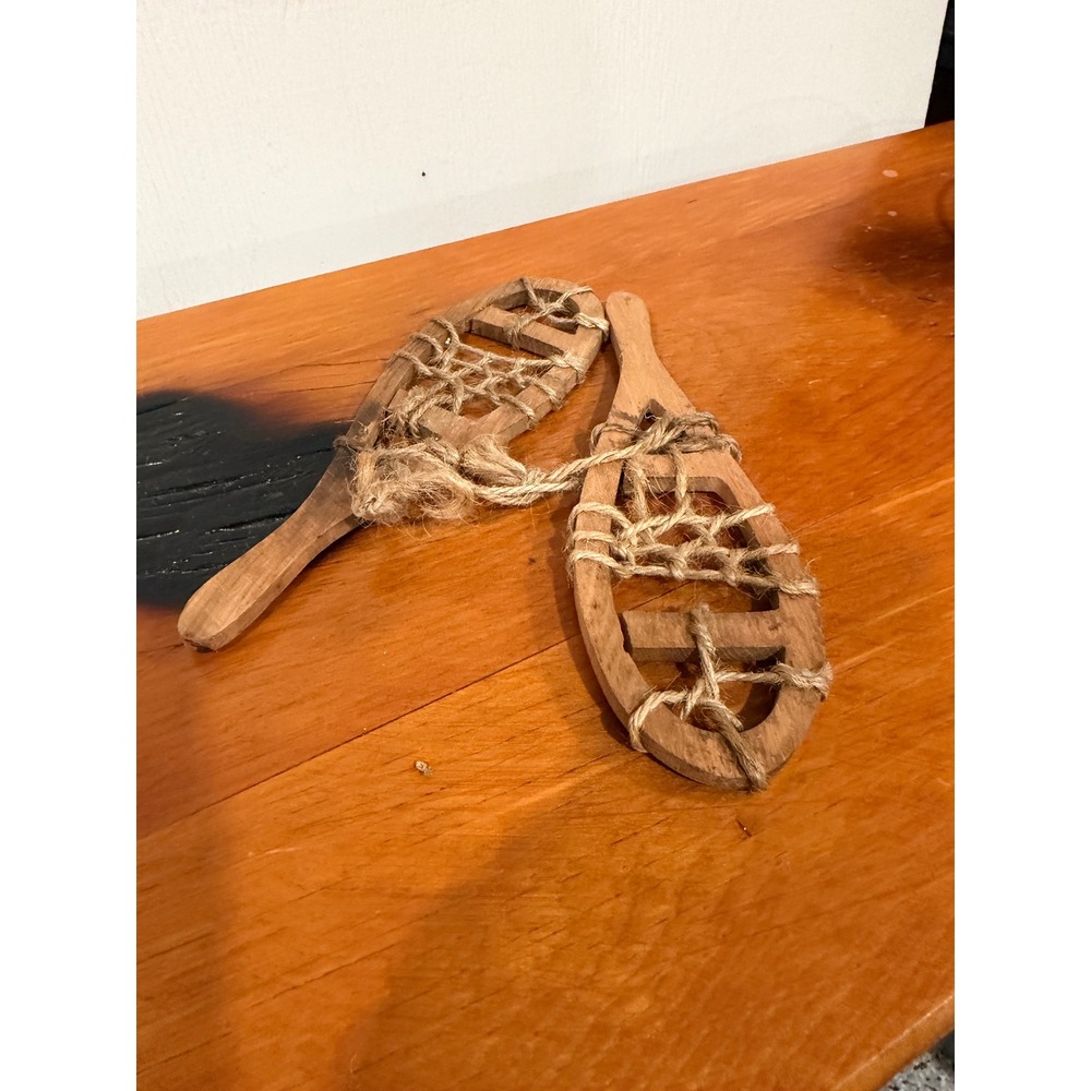 Miniature Wooden Snowshoes Rustic Cabin Decor Wall Hanging Ornament Set